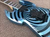 Sällsynta Wylde Audio Odin Grail Phlham Blue Bullseye Flying V Electric Guitar Mop Large Block Inlay Black Hardware Grover Tuners CH6351069