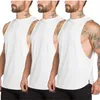 3 st / lot män bodybuilding tank toppar gym träning fitness bomull ärmlös tröja löpande singlet mode manlig sommar casual väst 210421