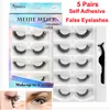 5 Pairs False Eyelashes Self Adhesive Lashes with Tweezer Fake Eyelash Handmade 3D Faux Mink Soft Comfortable Curl Thick Cross Lash Cosmetics Makeup Set