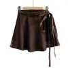 summer trend mini Skirt women's solid color sexy satin tied rope skirt for womens fashion Solid A-Line skirts 210508