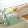 3 in 1 Soap Pump Dispenser Cleaning Liquid Container Sponge Holder Dishcloth Towel Rag Hanger Drain Organizer for Kitchen Bathro 211206