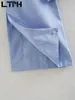 Простые твердые сплит с длинным рукавом старинные блузки женские рубашки поло поло ошейник карманная рубашка свободные короткие тонкие вершины лето 210427