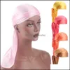 Beanie/Skl Hats Caps Hats, Scarves & Gloves Fashion Aessories Women Silk Satin Turban Wigs Doo Durag Biker Headwrap Chemo Cap Long Tail Pira