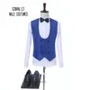 Мужские костюмы Blazers 2021 Последние пальто Брюки дизайна Classic Royal Blue Flower Wedding для мужчин Человек Blazer Groom Suit Tuxedos Prom Party
