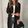 Jocoo Jolee Vintage Long Jackor Casual Långärmad Solid Blazer Harajuku Minimalistisk Workwear Blazer Office Lady Formell Coat 210518