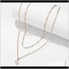 & Pendants Drop Delivery 2021 Women Multi-Layer Pendant Necklaces Metal Artificial Pearl Personality Trend Simple Necklace Sweater Chain Fash