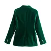 Женские брюки из двух частей 2022, зеленый блейзер, женский модный бархатный костюм, винтажный комплект, женский классический офисный костюм из 2 предметов, с высокой талией, элегантные брючные костюмы