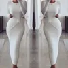 Women Dress White Knitted Sweater Long Sleeve Tight es Fashion All Match Plus Size es 210524