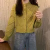 Cardigan da donna stile coreano tinta unita fiore tridimensionale maglione corto top femminile lavorato a maglia tutto-fiammifero LL1012 210507