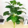 75cm 24 Foglie Artificiali Monstera Grandi Piante Tropicali Vero Tocco Foglie di Palma Plastica Finta Tartaruga Fogliame Home Office Decor 211104