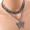 exaggerated micro inlaid diamond geometric necklace womens suit cuba chain big butterfly necklace