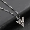 Collier papillon tête de mort entière, Mini pendentif mignon pour femmes, païen avec carte, bijoux cadeau pour hommes