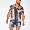 Summer Fashion Men's Shirts Sets Hawaiian Suits Printed Short Sleeved Button Shirt Shorts Casual Beach 2 Piece S-3XL