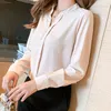 Office Lady Style V-Neck White Bluzka Plus Rozmiar 3XL Moda Kobiety Z Długim Rękawem Loose Casual Tops Kobiet 11509 210417