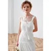 Inspiré coton blanc bretelles d'été à lacets femme tassle décontracté nouveau élégant chic femmes robe 210412