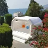 3x3m gratis lufttäckning till dörr kommersiell eller bostad uppblåsbar bröllopstopp vit hoppande bouncy slotthus tält med vacker gardin