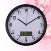 Wall Clocks 1PC 10 Inches Hanging Clock Simple Sitting Room LCD Display Temperature Humidity Meter Plastic