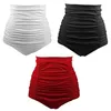 Kvinnor Vintage Bottom Shorts Ladies Solid Pläterad Ruched Brazilian Bathing Plus Storlek för Kvinna 210621