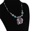 Женские животные слон тибетская серебряная бирюзовая кулон ожерелья мода подарок национальный стиль женщин DIY ожерелье подвески