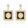 Hip Hop Gold Lion Head Stud Earring Punk Trendy Crystal Colored Enamel Fashion Basketball Wives Cocktail Costume Jewelry 220125