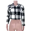 Colorção de cor xadrez checkered cópia colhida casaco jaqueta receita de inverno de queda para mulheres quentes espessas manga longa botões Slim Outwear 211029
