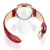 Armbandsur Megir Lyx Kvinnor Klockor Fashion Rotated Dial Ladies Quartz Watch Red Leather Girl Clock Relogio Feminino