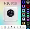 P10 Renkli Işık Bluetooth Hoparlör Masa RGB Lamba Ses Kutusu Ile LED Ekran Çalar Saat HIFI FM Radyo Desteği Micro SD Kart Yuvası U-disk Dizüstü Cep Telefonları Için