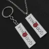 10pCRJ God of War Letter Logo Keychain Bianco Piatto geometrico Pendente Portachiavi Keyring Gioielli Cosplay Accessori regalo