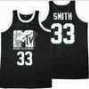 MI08 MENS BASKABALL JERSEYS #33 WILL SMITH JERSEY MUSIK TELEVISION FÖRSTA årliga rock N'JOCK B-BALL JAM 1991 Stitched Shirts Black S-XXL