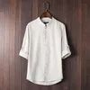 Männer baggy baumwolle leinen kurzarm button shirts tops bluse mode chinesische stil kleidung atmungsaktive bequeme top mantel