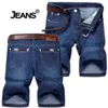 2021 Lato Marki Stretch Cienki Wysokiej Jakości Bawełniane Denim Jeans Mężczyzna Krótkie Mężczyźni Kolano Długość Miękkie Niebieskie Szorty H1210