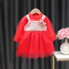 生まれたばかりの赤ちゃんの女の子の服の幼児の服のための幼児のドレスカジュアルかわいい誕生日の王女のドレスドレス0-2歳の子供たちvestidos Q0716