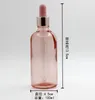 Bouteille d'emballage d'huile essentielle verre rose vide 5 ml 10 ml 15 ml 20 ml 30 ml 100 ml dessus en caoutchouc rose givré flacons compte-gouttes d'essence cosmétique transparent conteneur de voyage portable