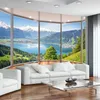 Anpassad foto 3D Balkong Forest Lake Space Mural Modern vardagsrum Bakgrund Målning Heminredning WALLPAPERS