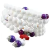 구슬 가닥 Tumbeelluwa 108 Mala Bracelet Stone Beads Wrap Buddhist Buddha Prayer Handmade Unisex Jewelry Fawn22