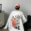 Höst Hoodie Mäns Hong Kong Style Loose Handsome Hip-Hop Fashion Brand Printed Tun HaraJuku-Size Jacket Y211118