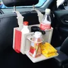 Car Seat Back Storage Box ABS Trash Can Seatback Organizer With Cup Drink Holder Small Food Tray Accessories