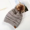 new Year's gift 10 designs CC adult winter warm hat women soft stretch cable knitted pom beanie girl ski Christmas