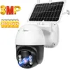 WiFi IP аккумулятор камеры 3MP HD 8W солнечная панель питание PTZ Security CCTV наблюдение на открытом воздухе перезаряжаемый беспроводной