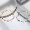 14K vergoldete 925er Sterlingsilber-Büroklammer-Gliederkette für Paare, Frauen, Männer, Armbandschmuck