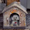 Katlanabilir Köpek Evi Kennel Yatak Mat Küçük Orta Köpekler Için Kediler Kış Sıcak Chihuahua Kedi Yuvası Pet Ürünleri Sepet Yavru Mağarası Kanepe 210401