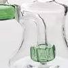 Blå hookahs 15cm Mini Green Smoking Glass Bong med 14,4 mm gemensamma skålar