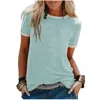 在庫ありと半袖Tシャツの女性のソリッドTシャツ夏のティーズトップス服Tシャツ211115