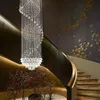 Lustre de cristal longo iluminação de luxo lâmpada moderna grande escada led bola de luz cristal lustre luminárias para lustres de saguão de sala de estar