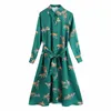 Women Summer Vintage Shirts Dress Long Sleeve Animal Print Sashes Bow Tie Female Elegant Street Dresses Vestidos BB2956 210513