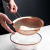 Rostfritt stål Långt handtag Mults Seive Straze Rose Gold Screen Mesh Matlagning Oljestrainer Colander Kök Bakningsverktyg 1pc 210626