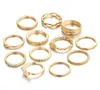 12 pc/set Charm Gold Color Midi Finger Ring Sets for Women Vintage Boho Knuckle Party Rings Punk Jewelry Gift wholesale