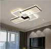 Moderne LED Kroonluchter voor Woonkamer Slaapkamer Studie Home Zwart Rechthoek Plafondlamp met afstandsbediening Dimbare verlichting