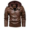 Vintage veste en cuir hommes moteur veste marron cuir manteaux et vestes pour hommes vêtements à capuche mode manteau grande taille 4XL