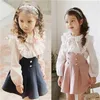 2021 Child Clothing Girls Dress + Lace T Shirt 2 Pieces Set Princess Baby Kids Autumn New Arrival Korean Blouse + Dress Sets Q0716